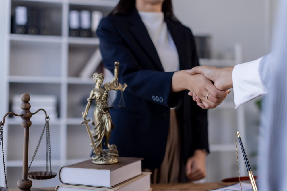 Close,Up,Shot,Of,Two,Business,Women,Making,Handshake,With